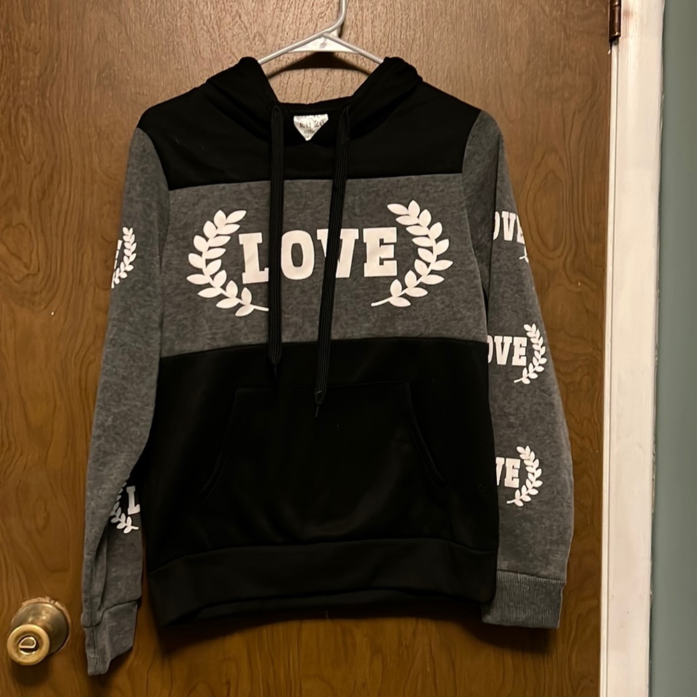 Lit 26 black and gray love hoodie size M